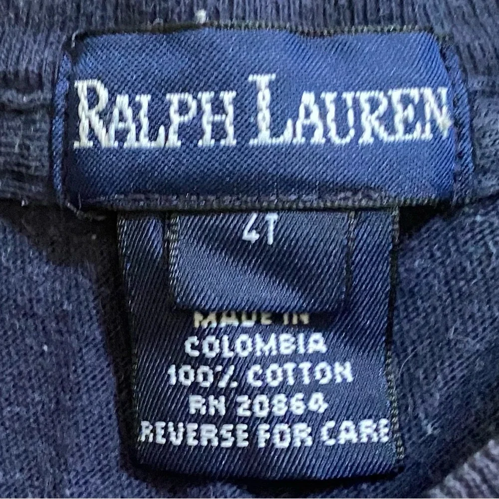 Vintage Ralph Lauren Boys’ Sz 4T Navy‎ Cotton Jersey Crewneck Pocket Tee